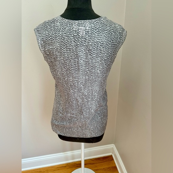 LOFT Ann Taylor tan white dotted pullover ladies tank top blouse size small EUC - Picture 5 of 9